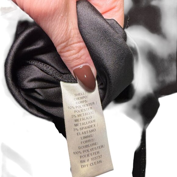 Donna Morgan Metallic Knit Midi Dress Black Silver Shimmer Size 0 - Picture 5 of 6